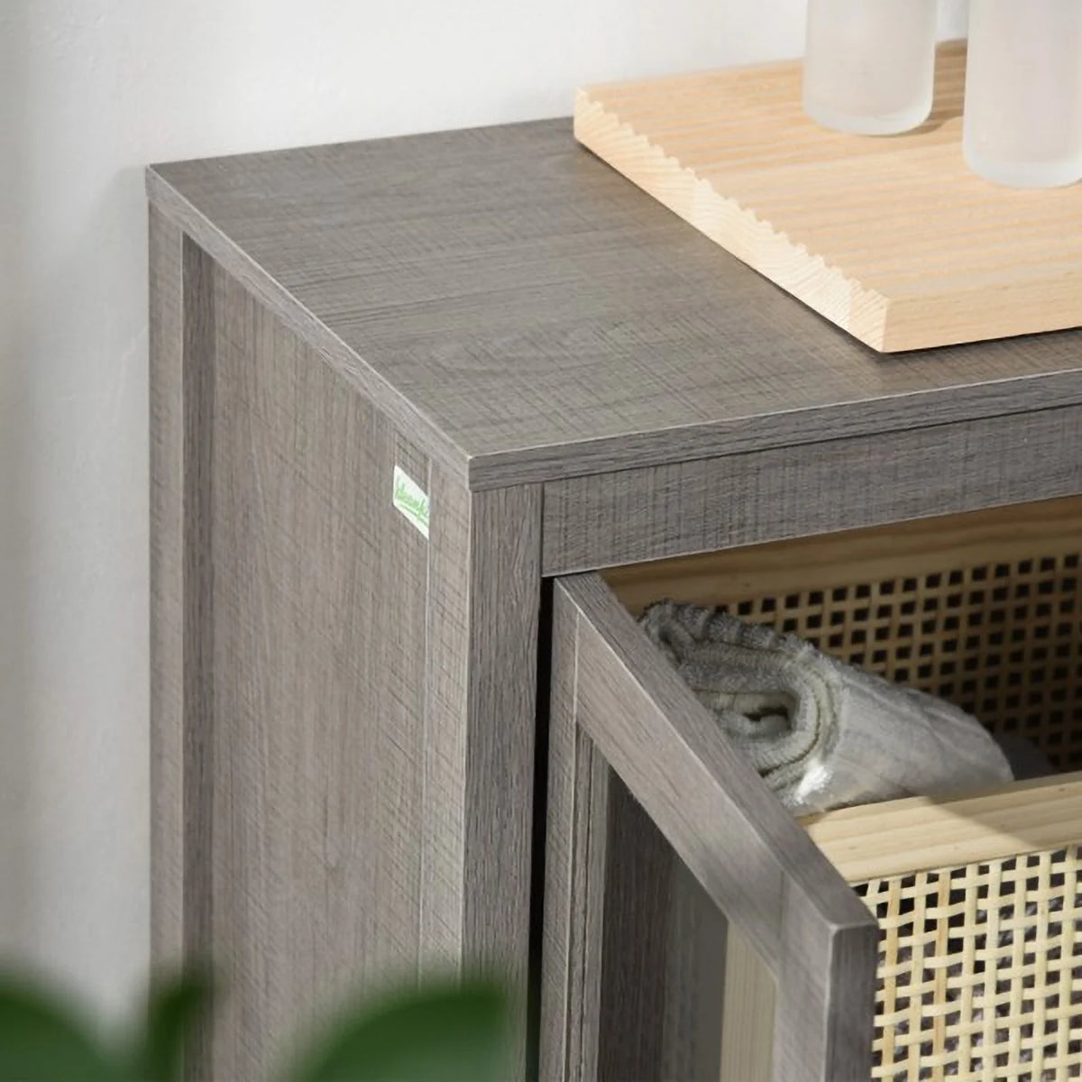 Gray Wooden Bathroom Floor Cabinet X948