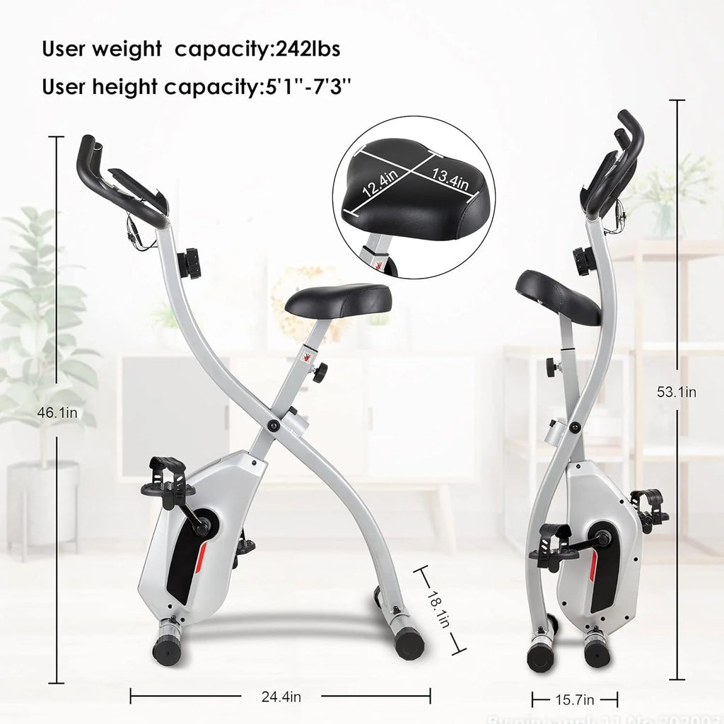 Folding Stationary Exercise Bike with LCD Monitor J674501