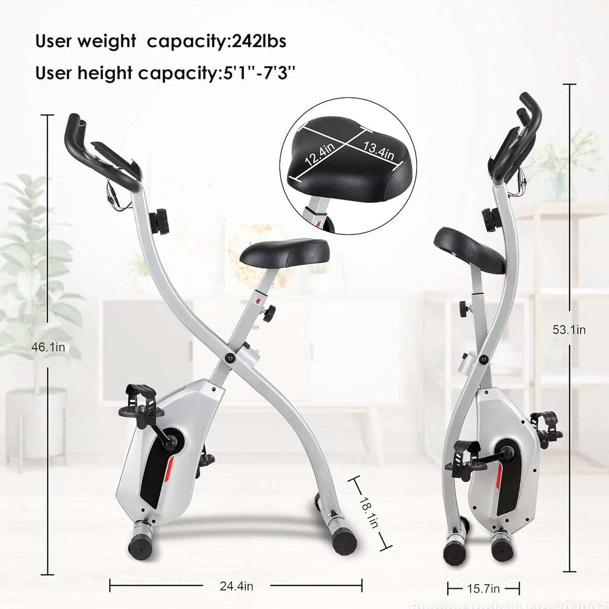 Folding Stationary Exercise Bike with LCD Monitor J674501