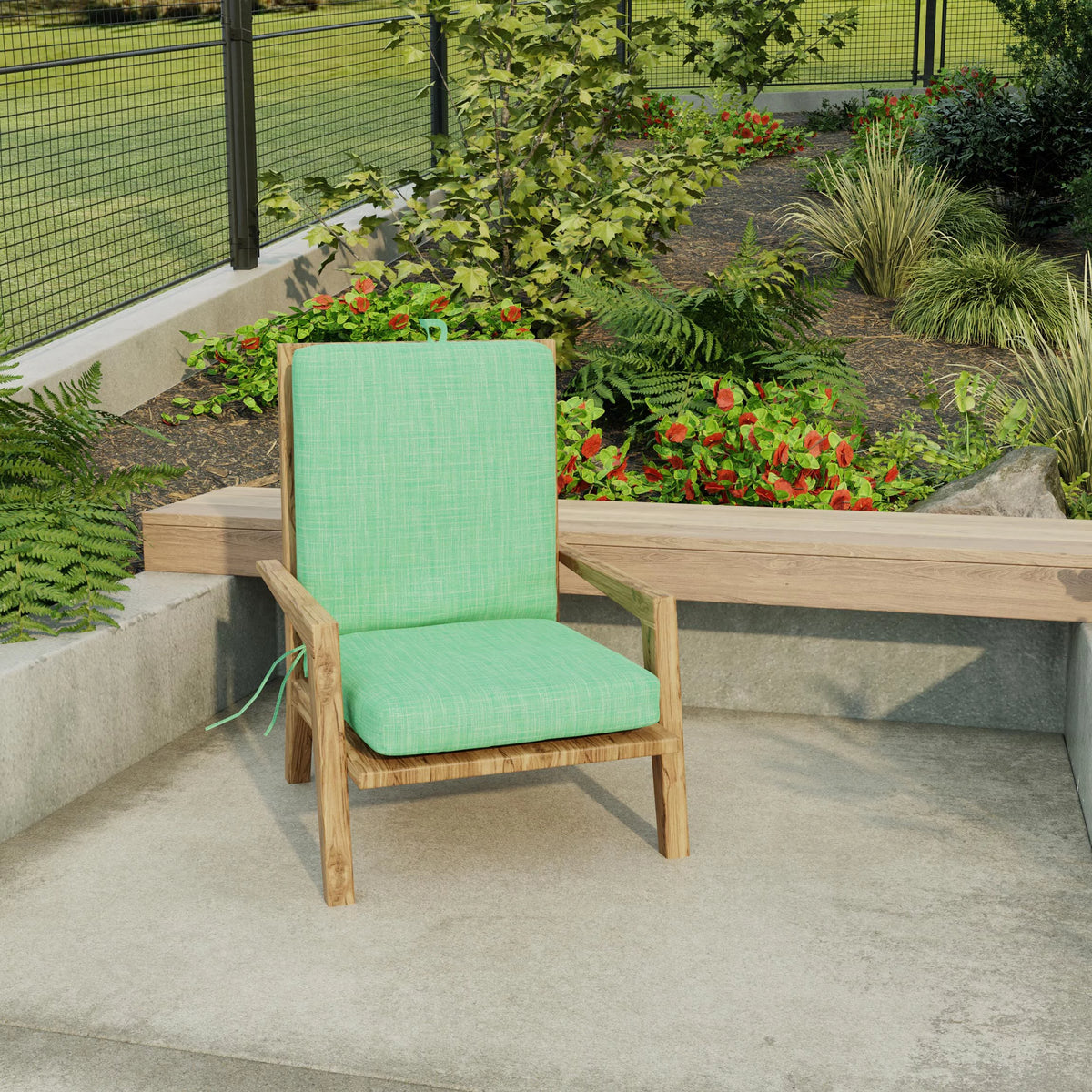 Dill Green Rectangular Outdoor Chair Cushion with Ties G500319