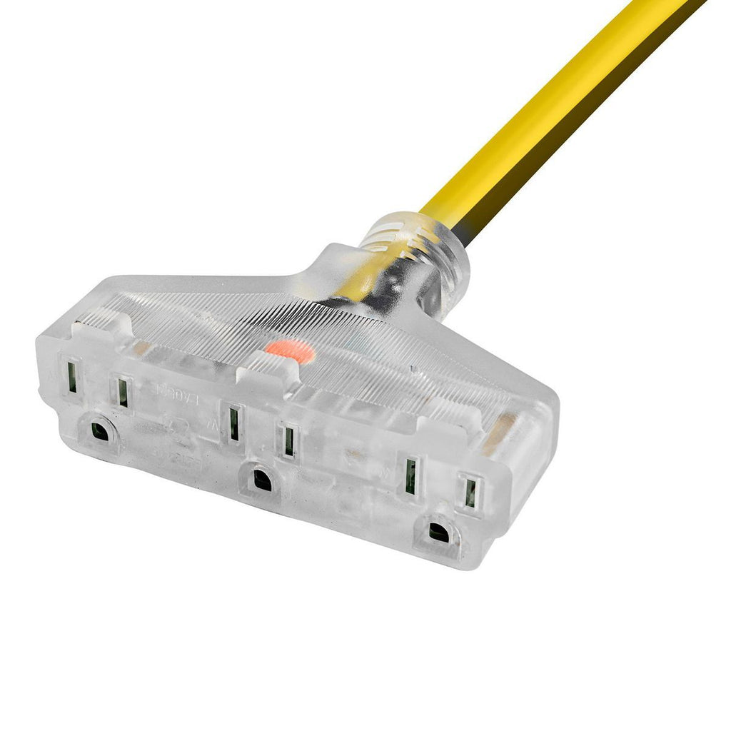 100 ft. 12/3 Gauge Multiple Outlet Extension Cord with Indicator Light, Yellow, Black Q7389