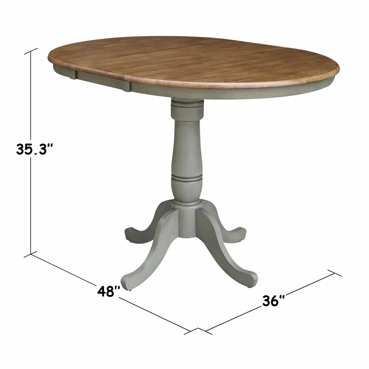 36" Round Top Pedestal Table with 12" Leaf R7355