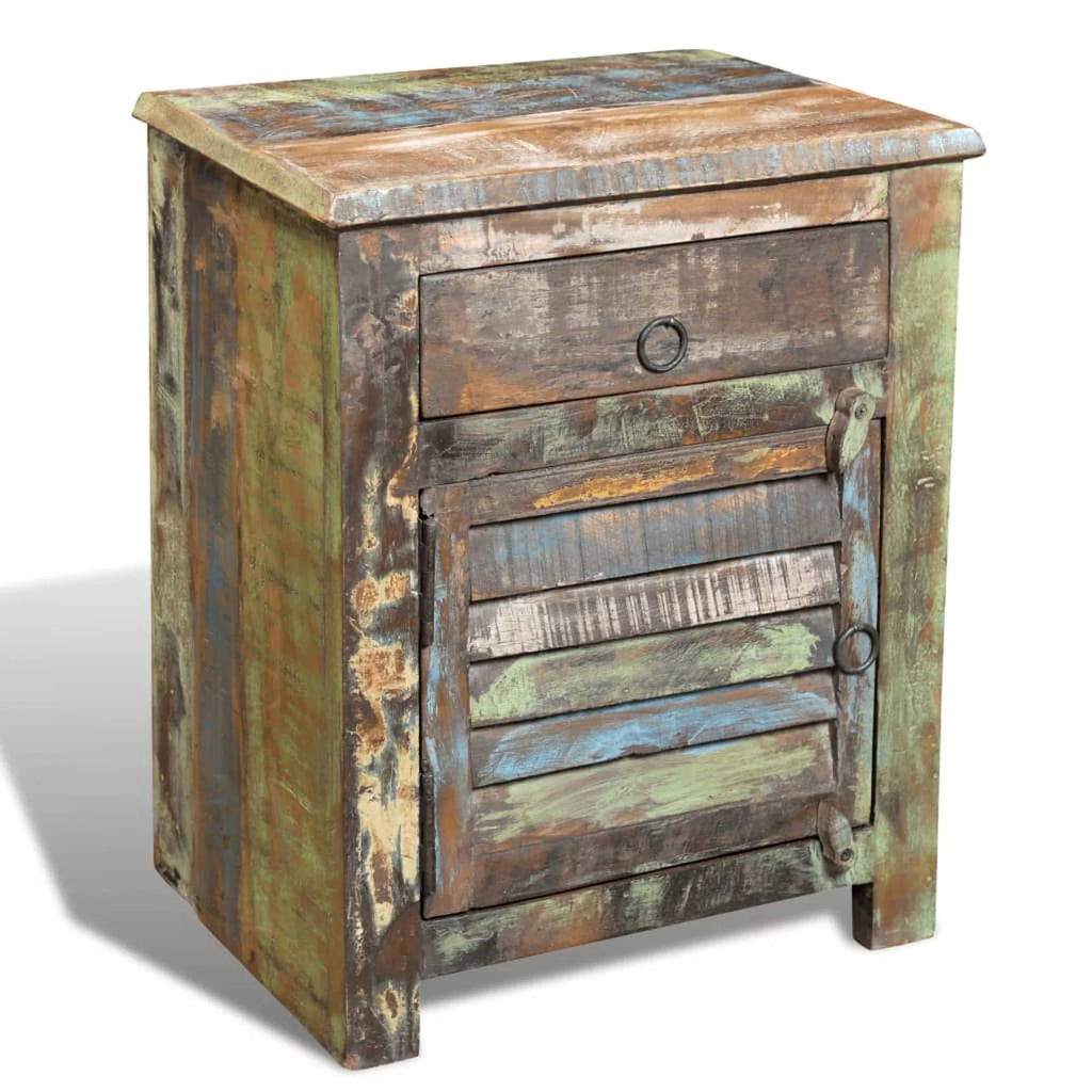 Reclaimed Wood Nightstand with Drawer and Door Cabinet O121