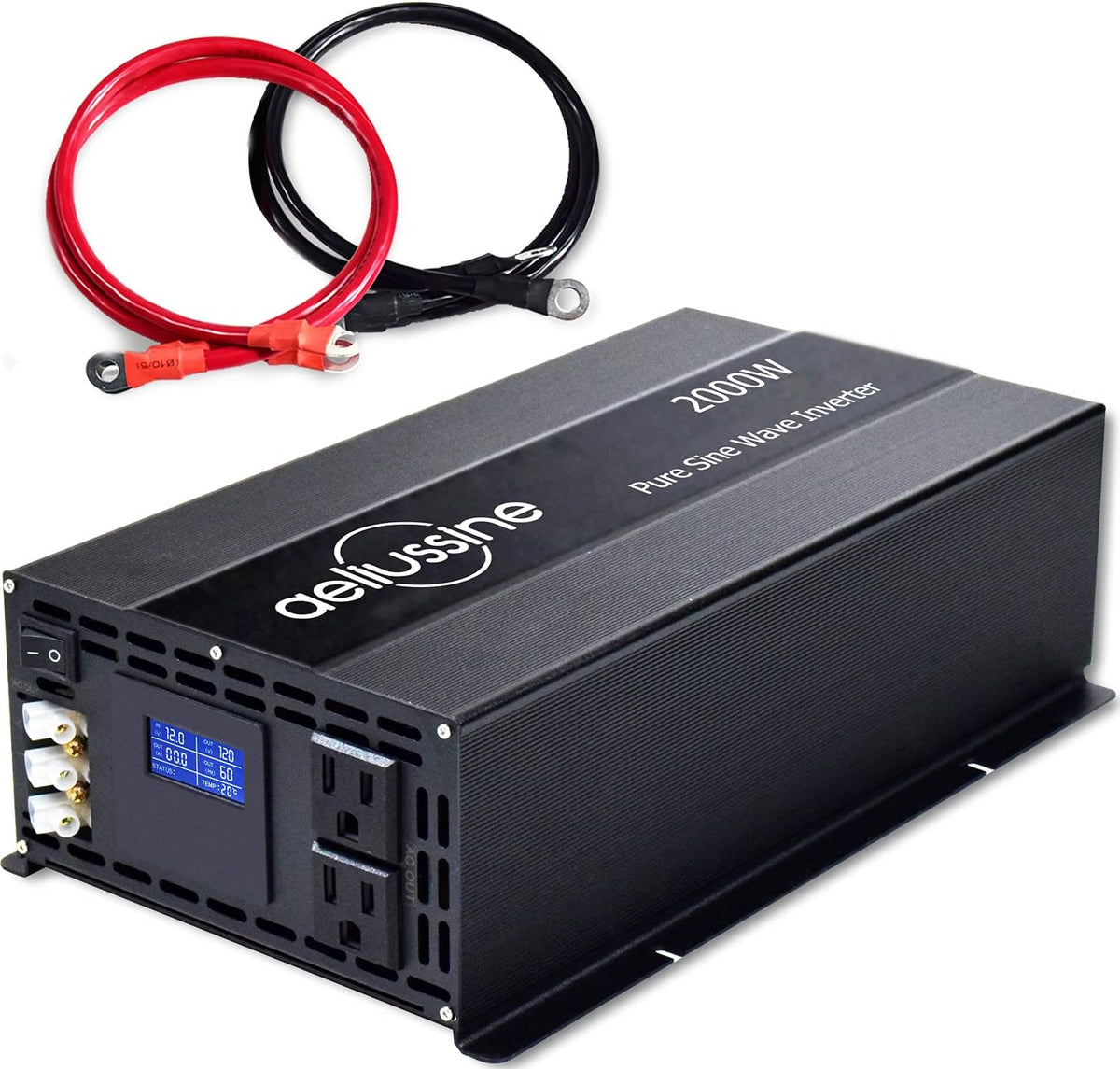 2000 Watt Pure Sine Wave Power Inverter 12V to 110V 120V DC to AC 4000W Surge Hardwire Terminal 2 US Outlet U966186