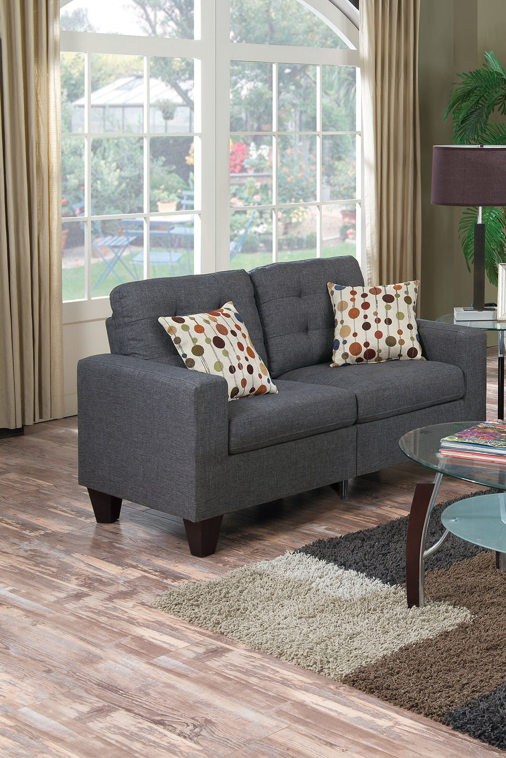 Tufted Sofa Set with Accent Pillows U173673