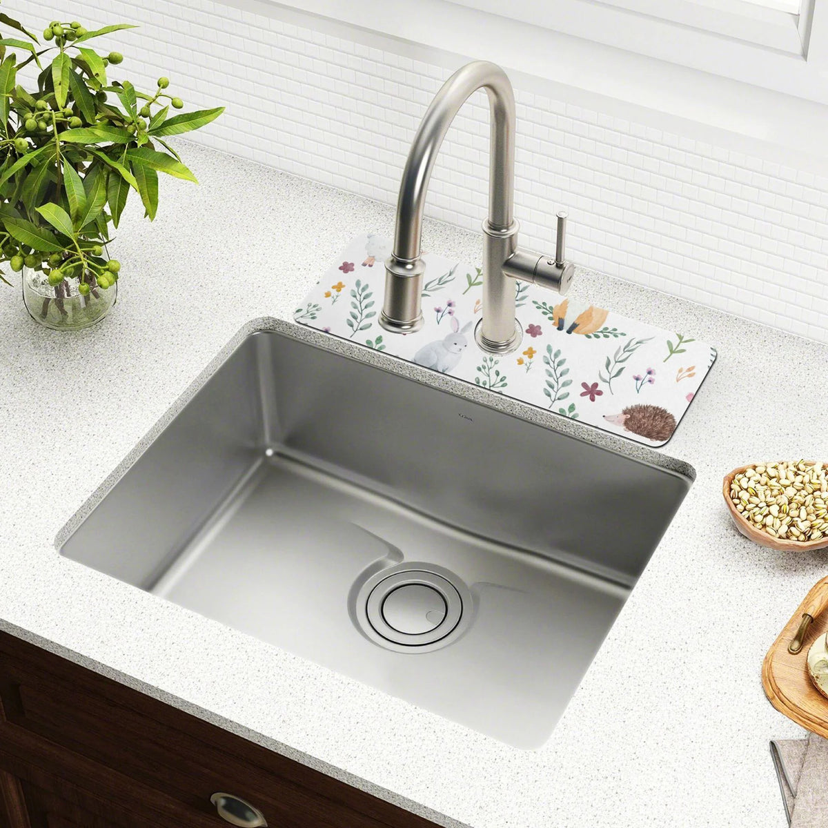 Sink Splash Guard Set with Drying Mat, 2 PCs, 30x5.4in Y1526