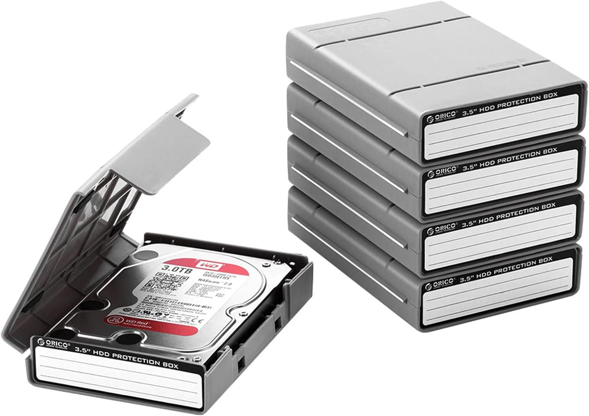3.5 Inch Hard Drive Case Gray 5 Pack F843884