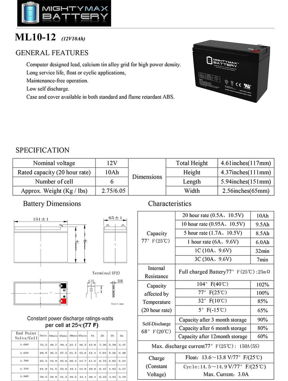 12V 10AH Mountain Bike + 12V 1Amp Charger G9002