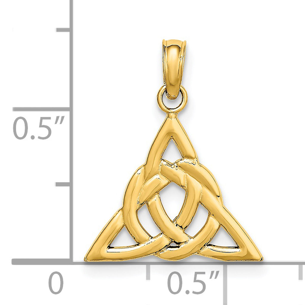 14K Yellow Gold Celtic Trinity Knot Pendant Charm with Rope Chain Necklace 18'' O84795