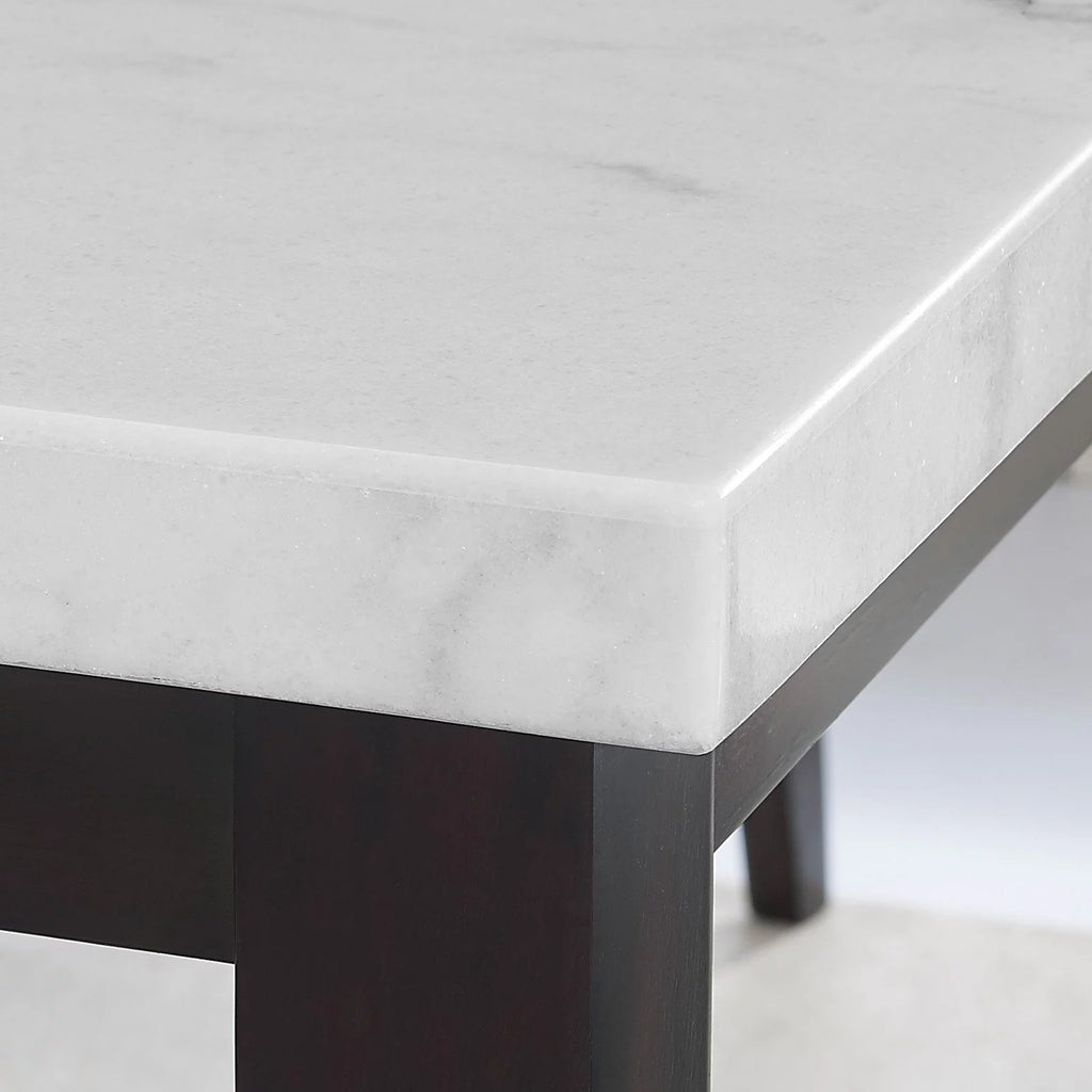 Rectangular Dark Cherry and White Marble Top Dining Table S1881