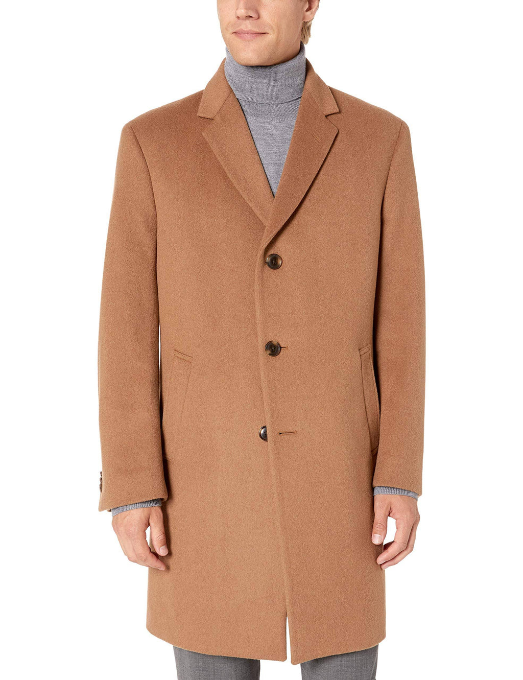 Wool-Blend Over Coat Slim-Fit 40r Camel R79269