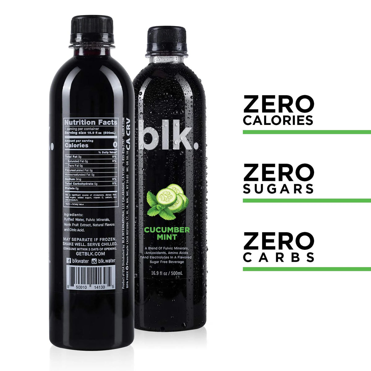 Cucumber Mint Fulvic Enriched Water 16.9oz / 500ml (12 Pack) S8340