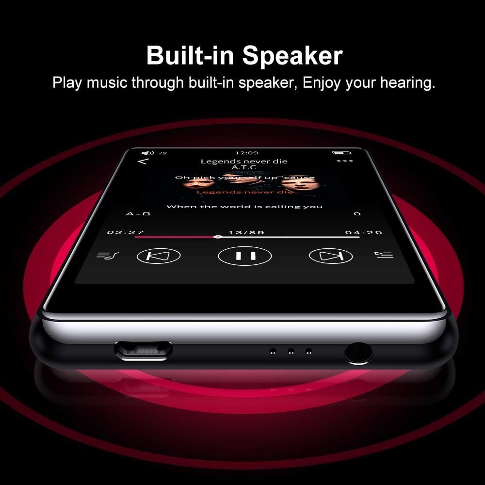 16GB Bluetooth MP3 Player with Touchscreen, FM Radio, Micro SD Slot, Headphones + Case, Pack of 2 Q891