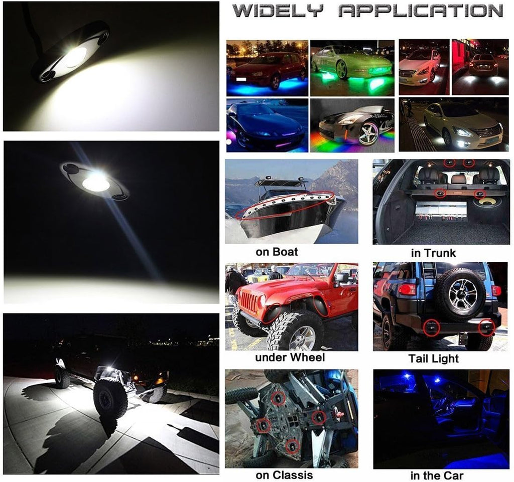 12 Pod RGB LED Rock Lights Kit with Bluetooth Control Waterproof N88156