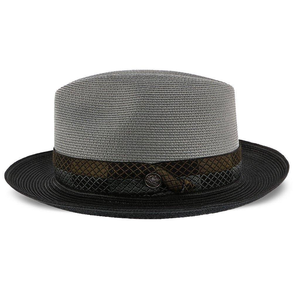 Ivory/Cognac Milan Straw Fedora Hat W20764