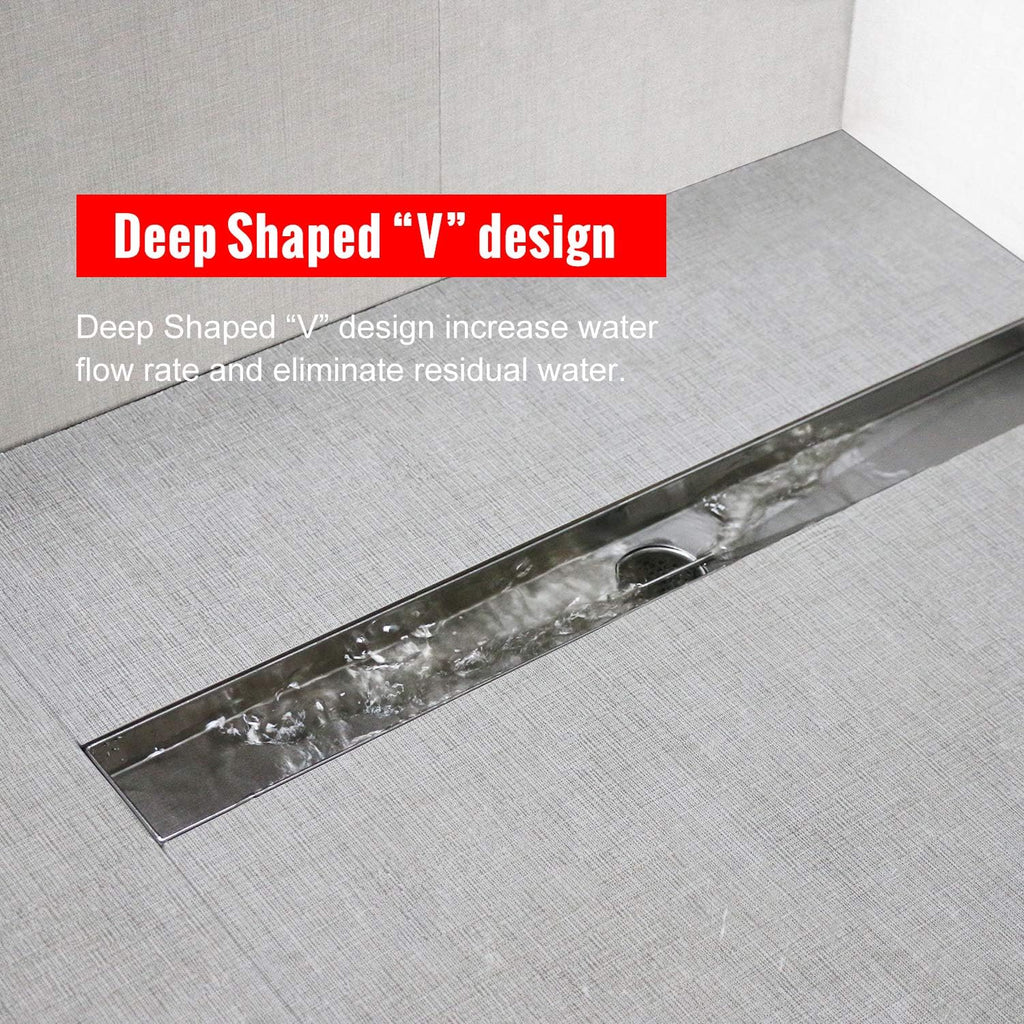 24 inch 304 Stainless Steel Linear Shower Drain with Grid Cover, Pack of 2 O311