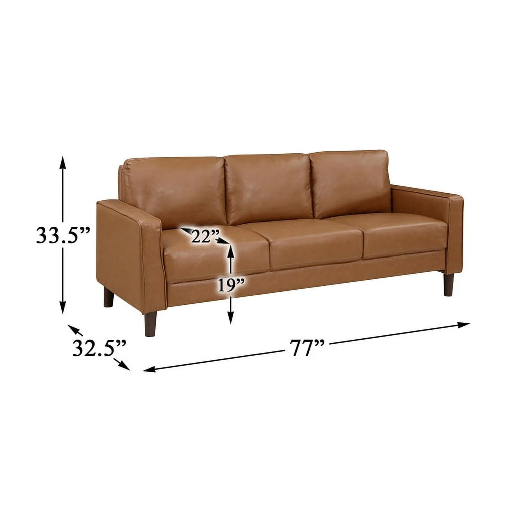 Brown Faux Leather 3 Seater Sofa H231