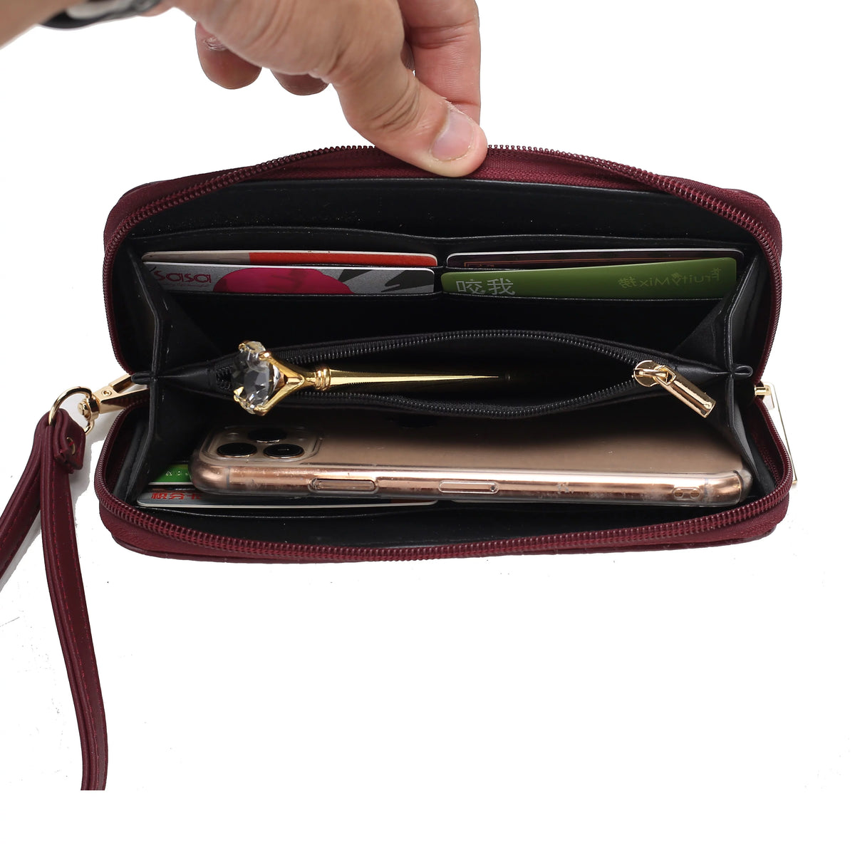 Crocodile Embossed Vegan Leather Satchel Bag with Wallet A175539