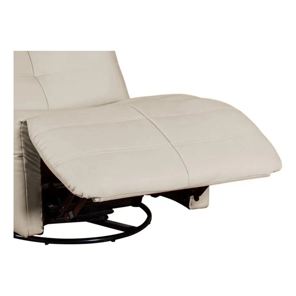 Beige Faux Leather Swivel Glider Recliner Q19610