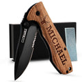 Personalized Engraved Oak Wood Pocket Knife B8955