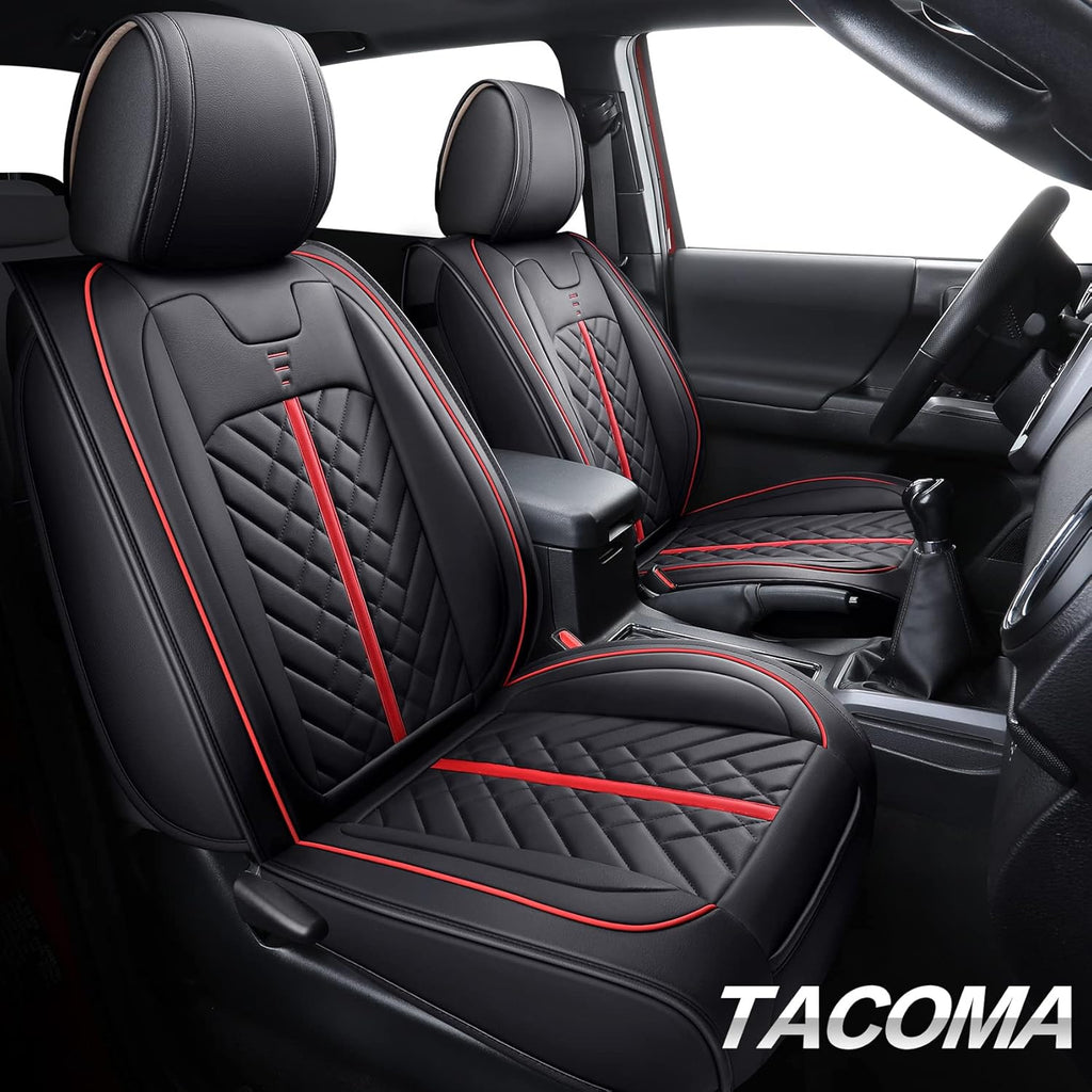 Black Waterproof Leather Car Seat Covers 2 PCS Front P9934