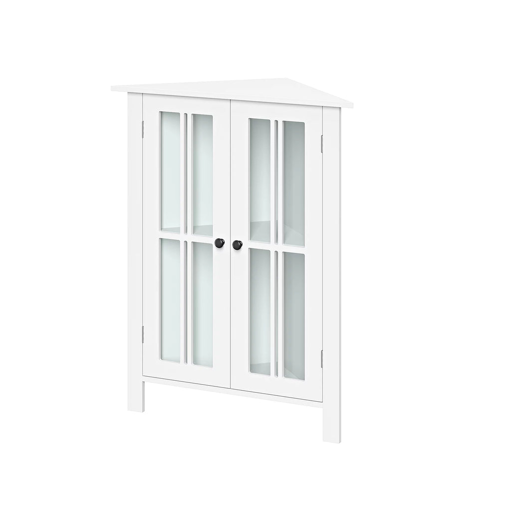 White Two-Door Wood Corner Cabinet D42408