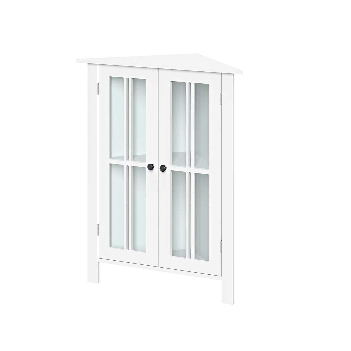 White Two-Door Wood Corner Cabinet D42408