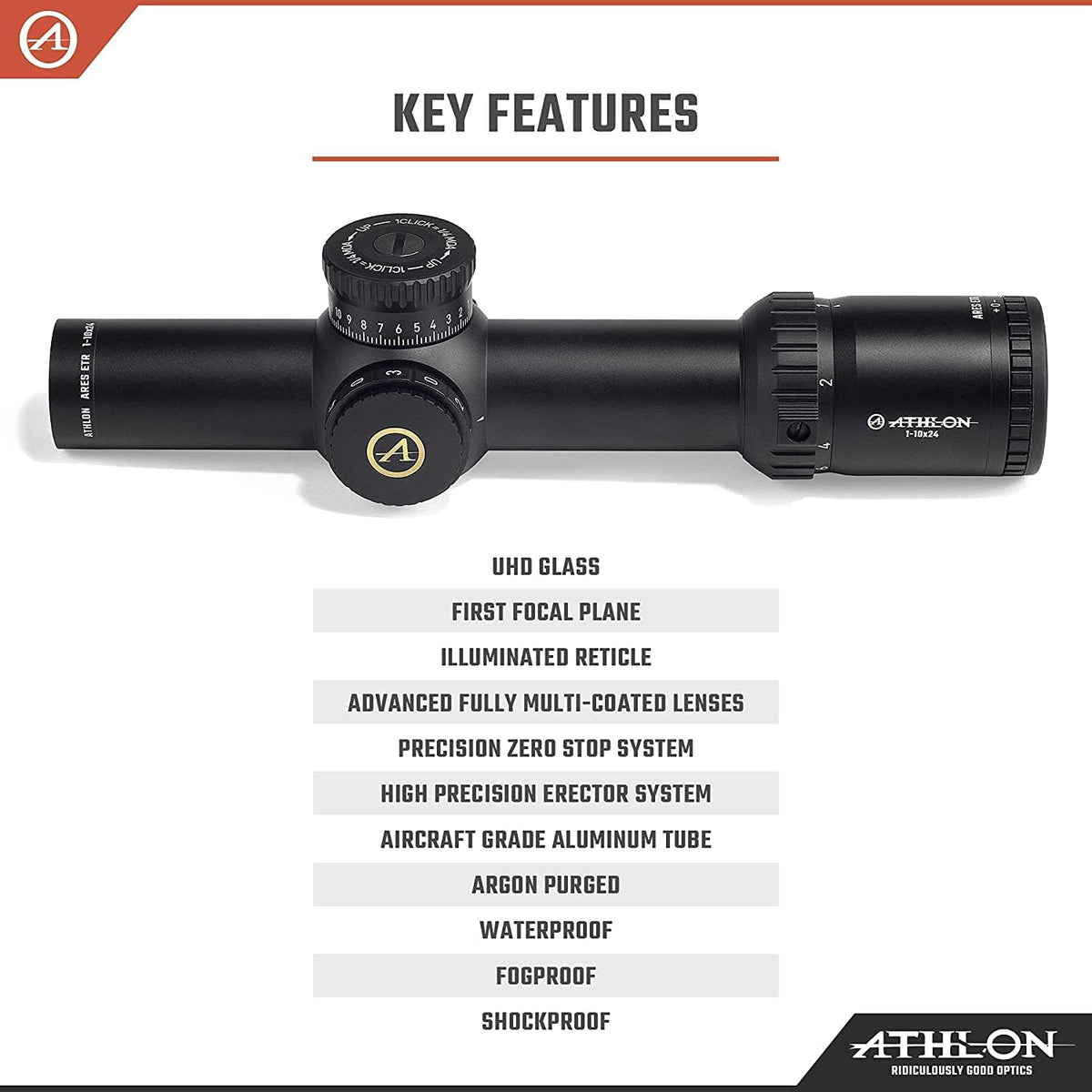 1-10x24 FFP IR MOA Riflescope with Lens Cleaning Pen B407