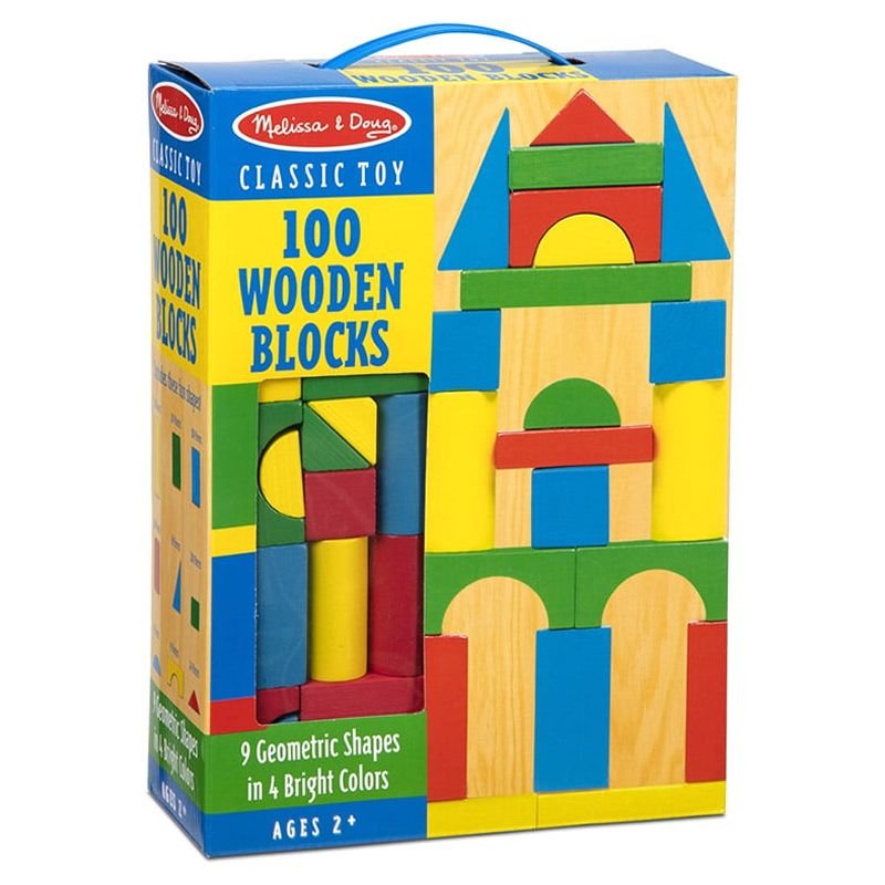 100 Pieces Painted Wood Blocks Set W965600
