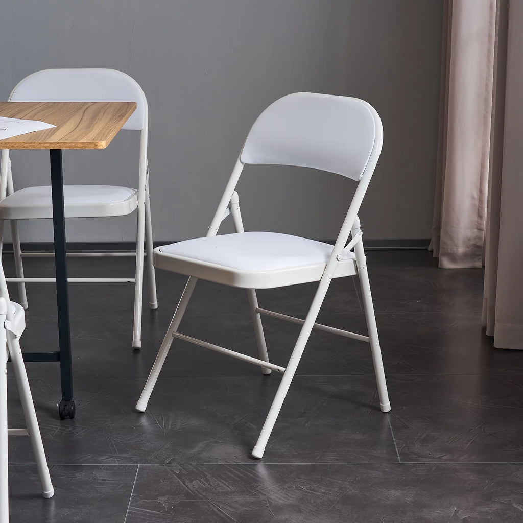 6 Pack Black Folding Chairs Cushioned Padded Seat Metal Frame Z4837