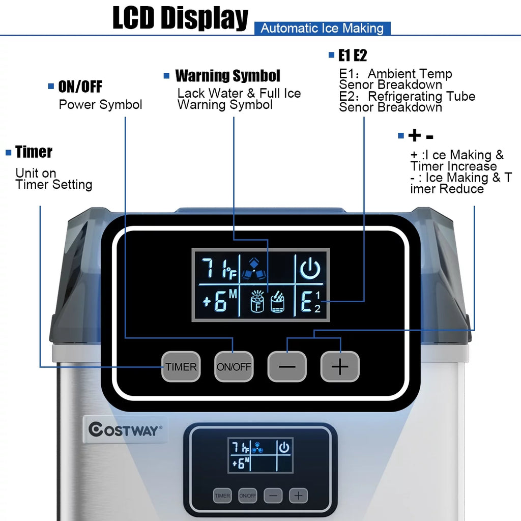 Stainless Steel Countertop Ice Maker Machine T2871
