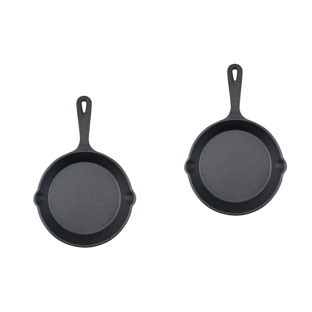 2pcs Mini Cast Iron Skillet Non-stick Frying Pan B1141