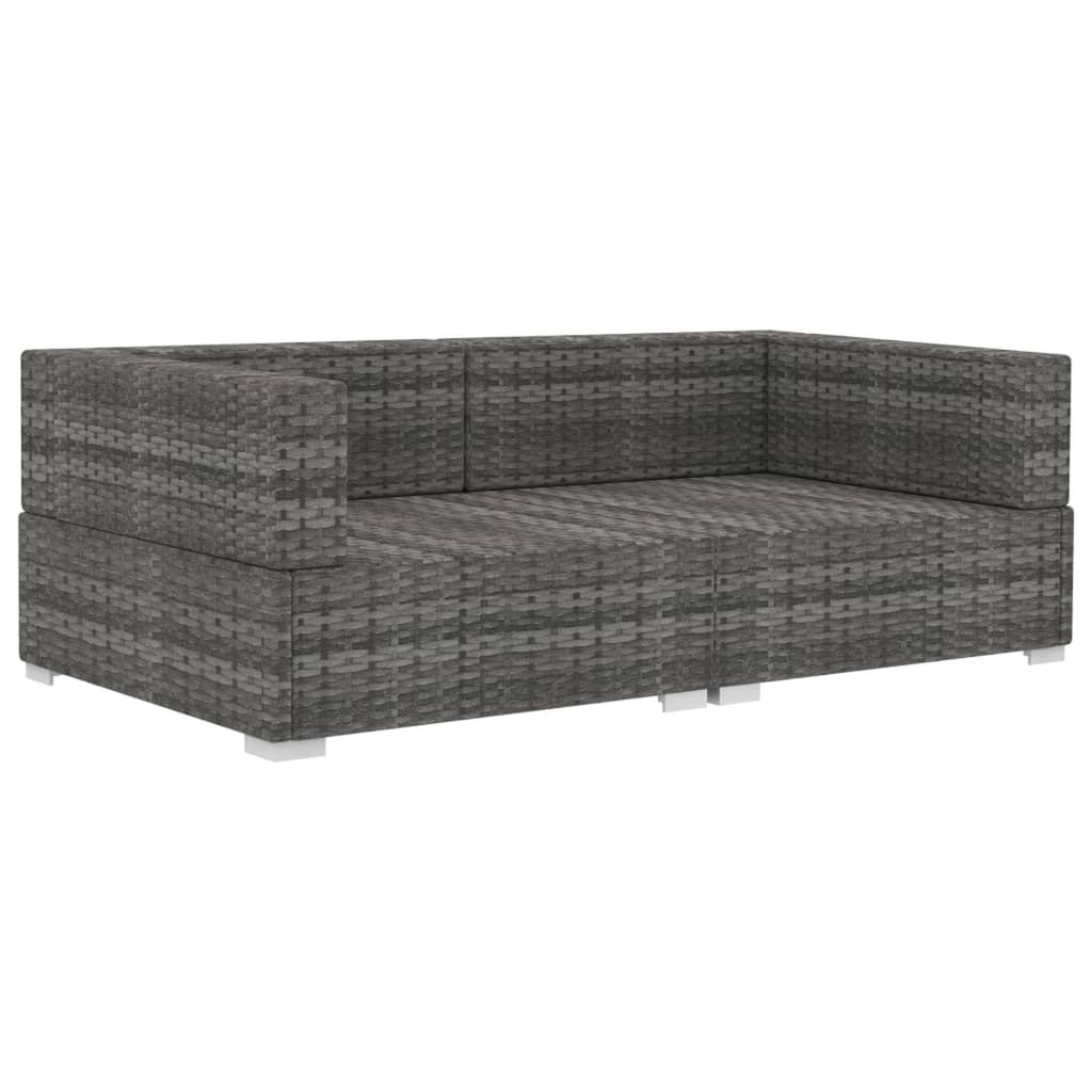 2 Piece Gray Poly Rattan Patio Sofa Set with Cushions C176988