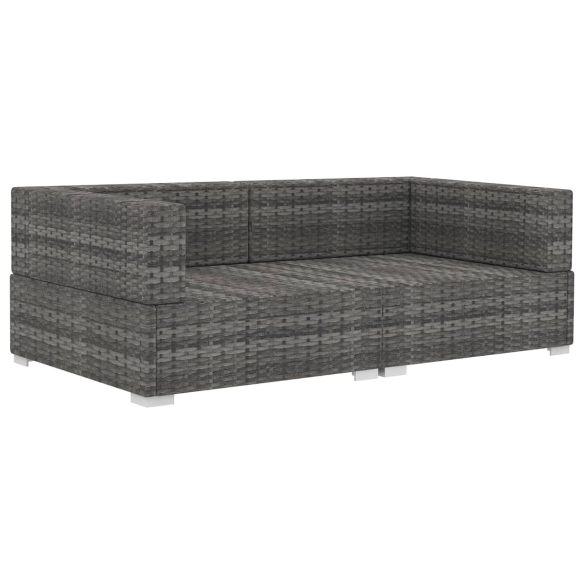 2 Piece Gray Poly Rattan Patio Sofa Set with Cushions C176988