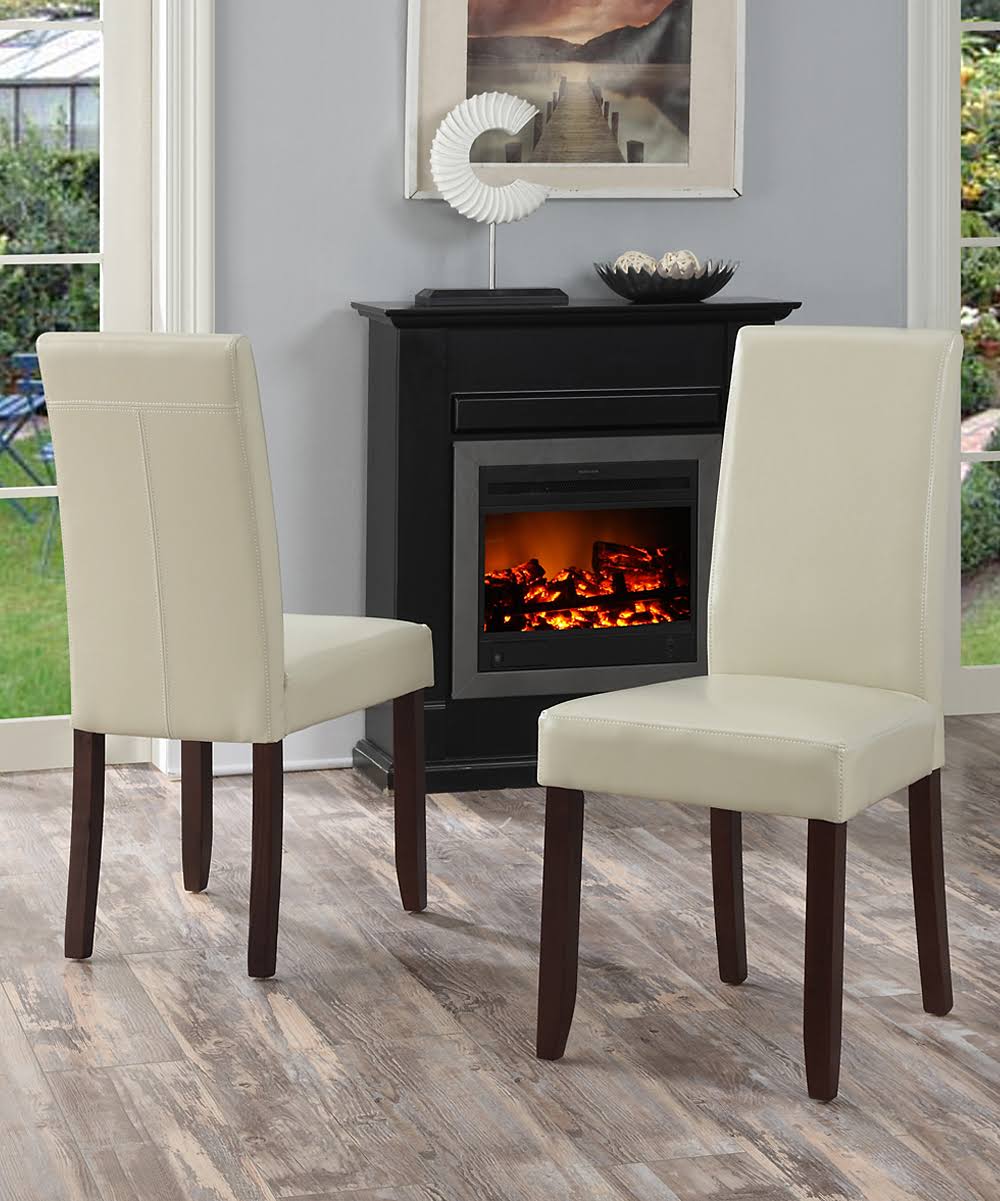 Faux Leather Parson Dining Chair, Satin Cream, Set of 2 K840
