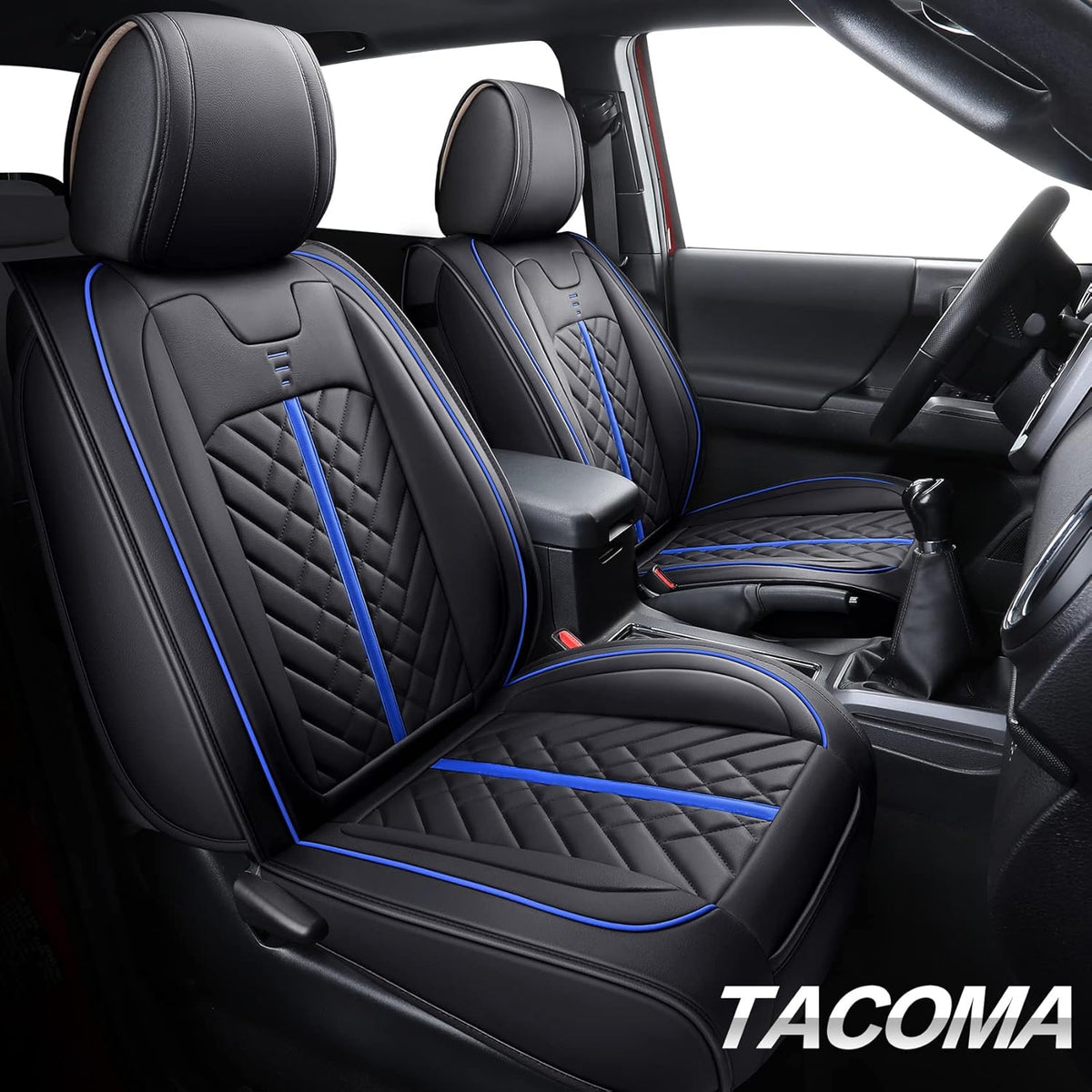 Black Waterproof Leather Car Seat Covers 2 PCS Front P9934
