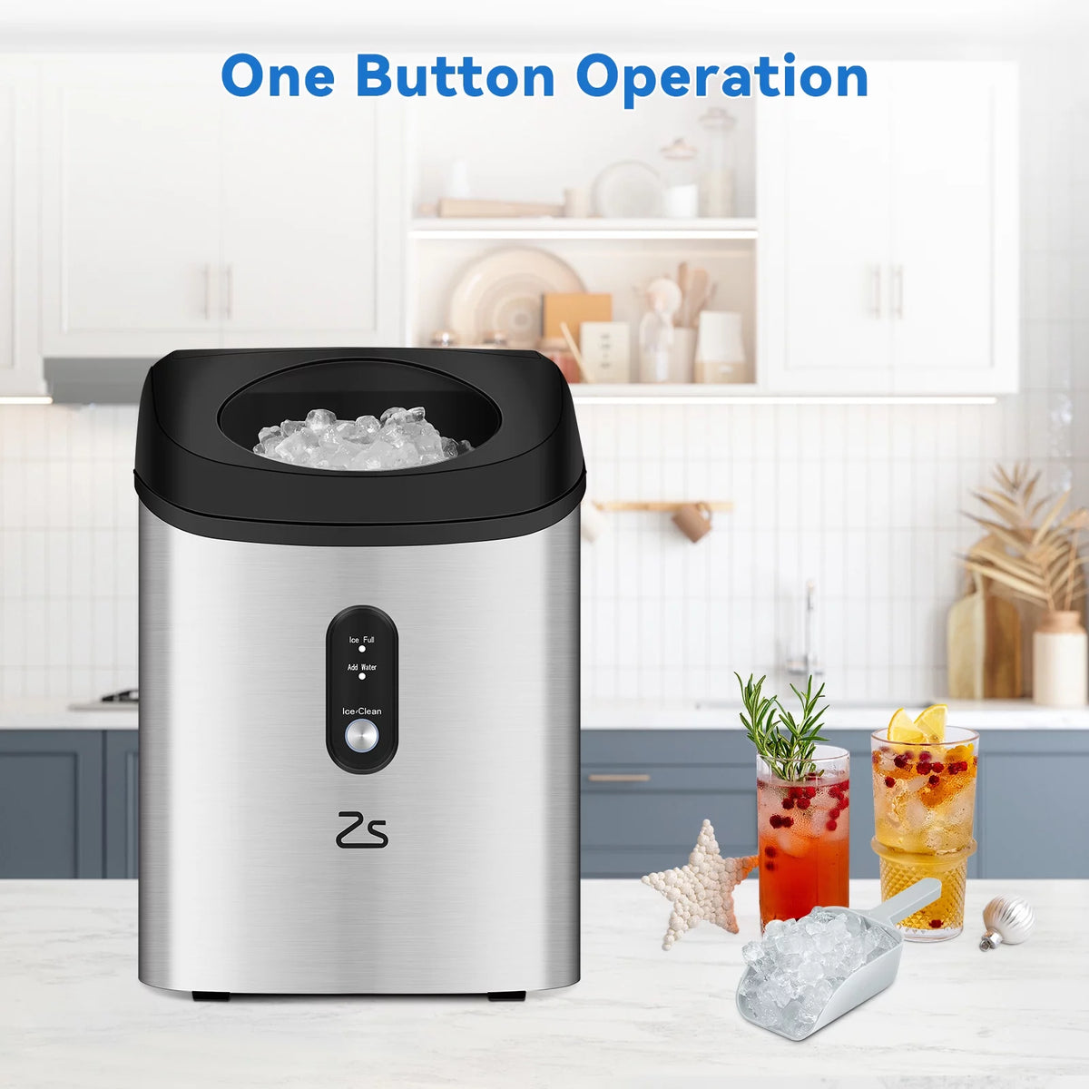 Portable Countertop Ice Maker with Ice Scoop and Basket X309