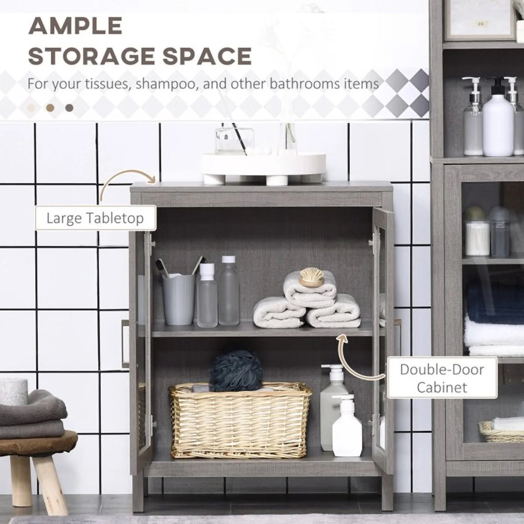 Gray Wooden Bathroom Floor Cabinet X948