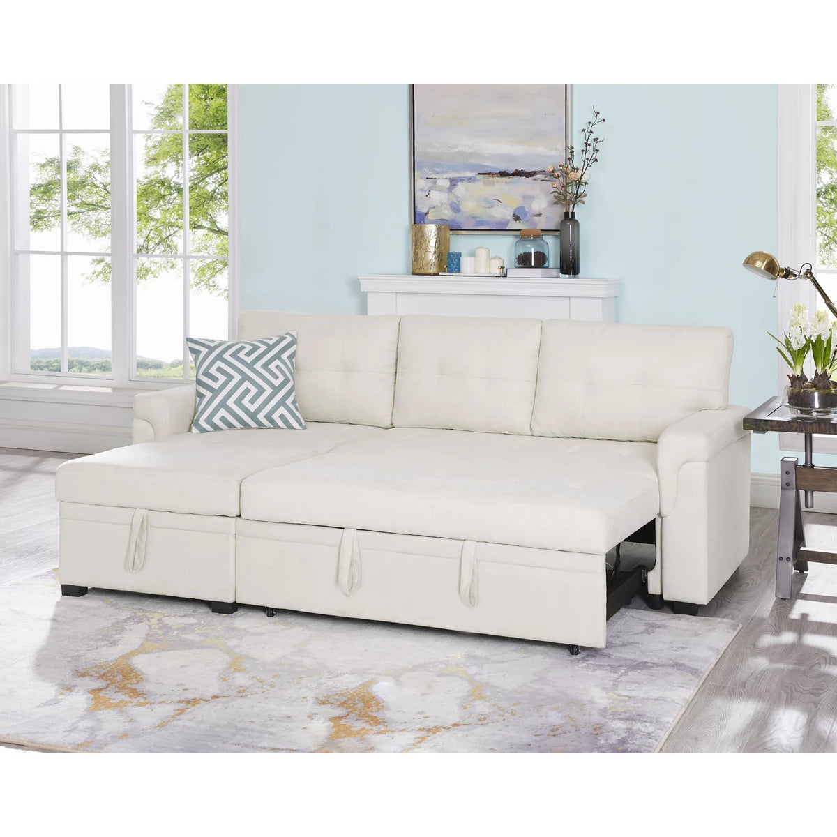 Reversible Sleeper Sectional Sofa with Storage Chaise N3692