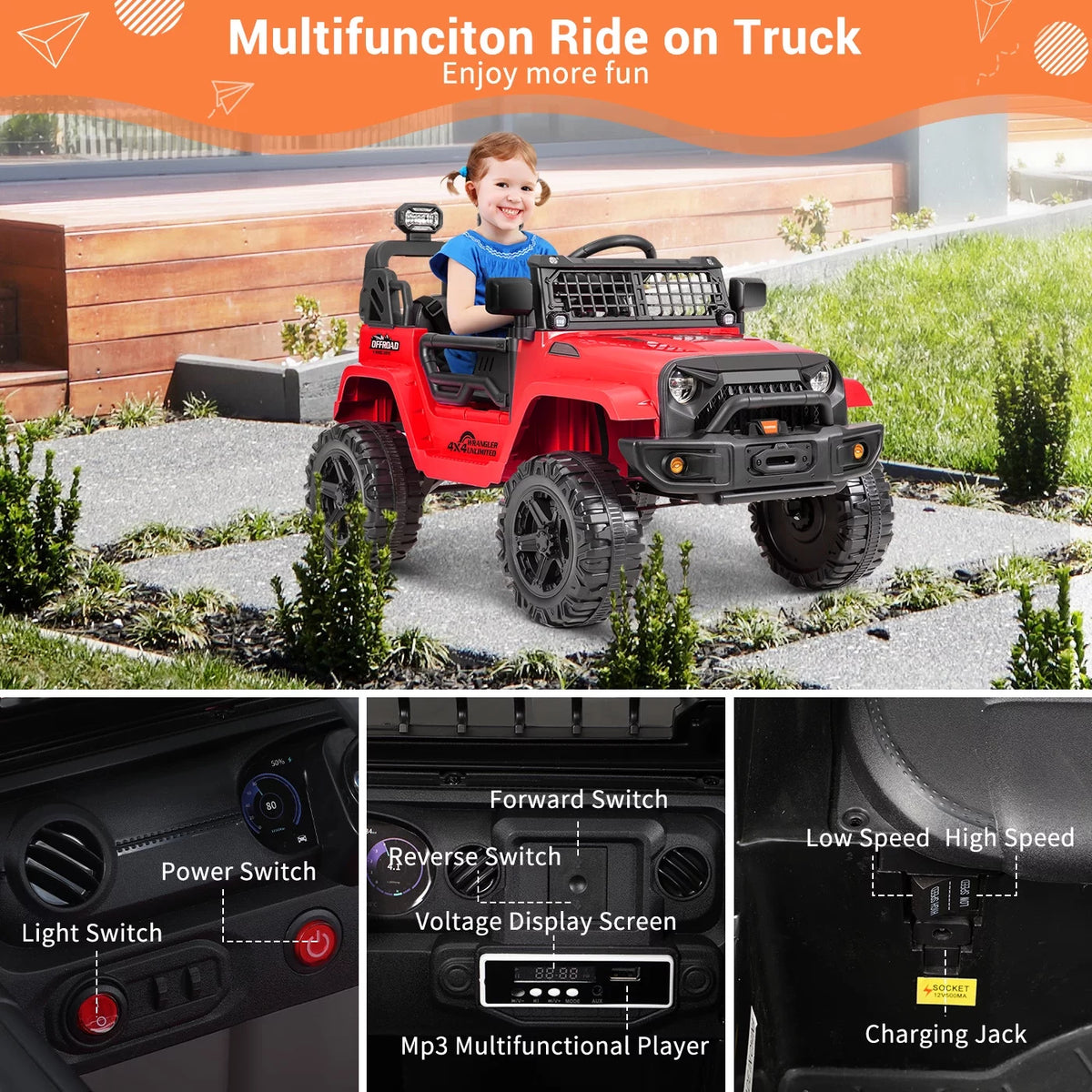 12V Electric Ride on Toy Car with Remote Control H4990