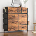 Brown 10 Drawer Dresser with Steel Frame and Wood Top B8659