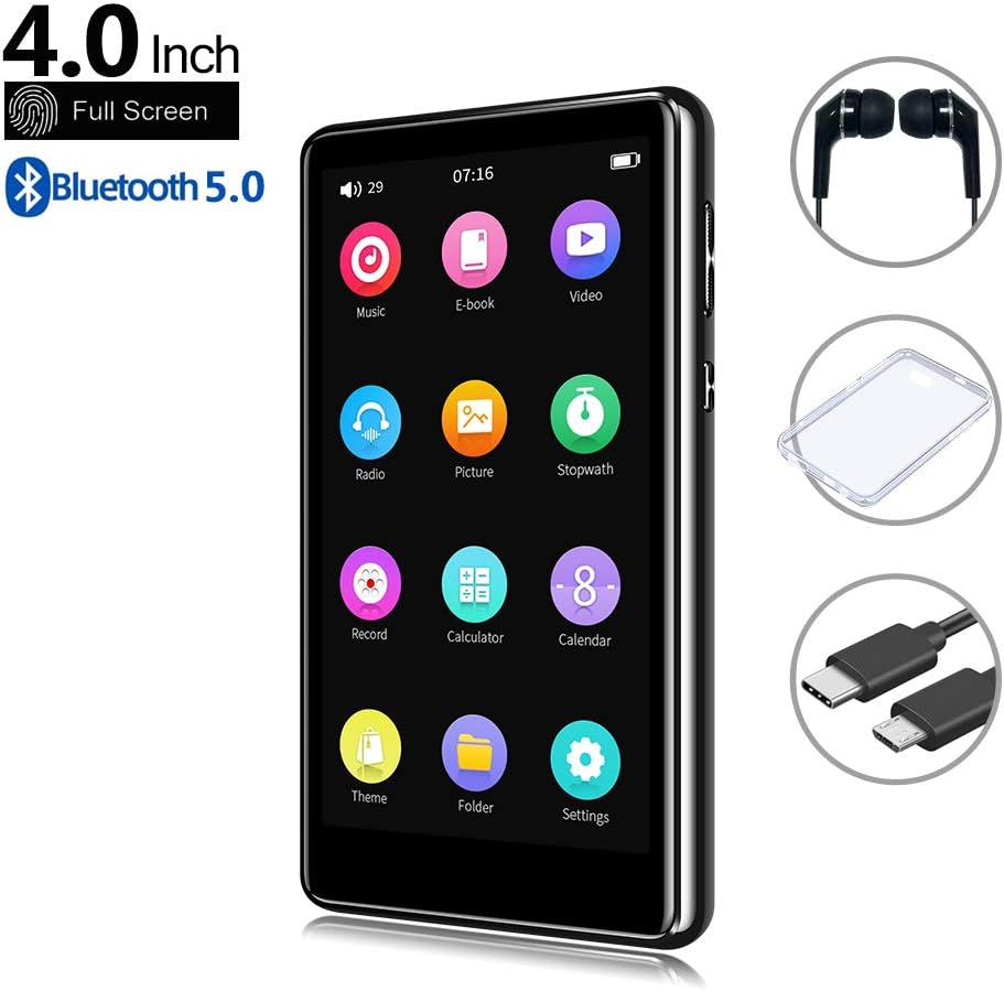 16GB Bluetooth MP3 Player with Touchscreen, FM Radio, Micro SD Slot, Headphones + Case, Pack of 2 Q891