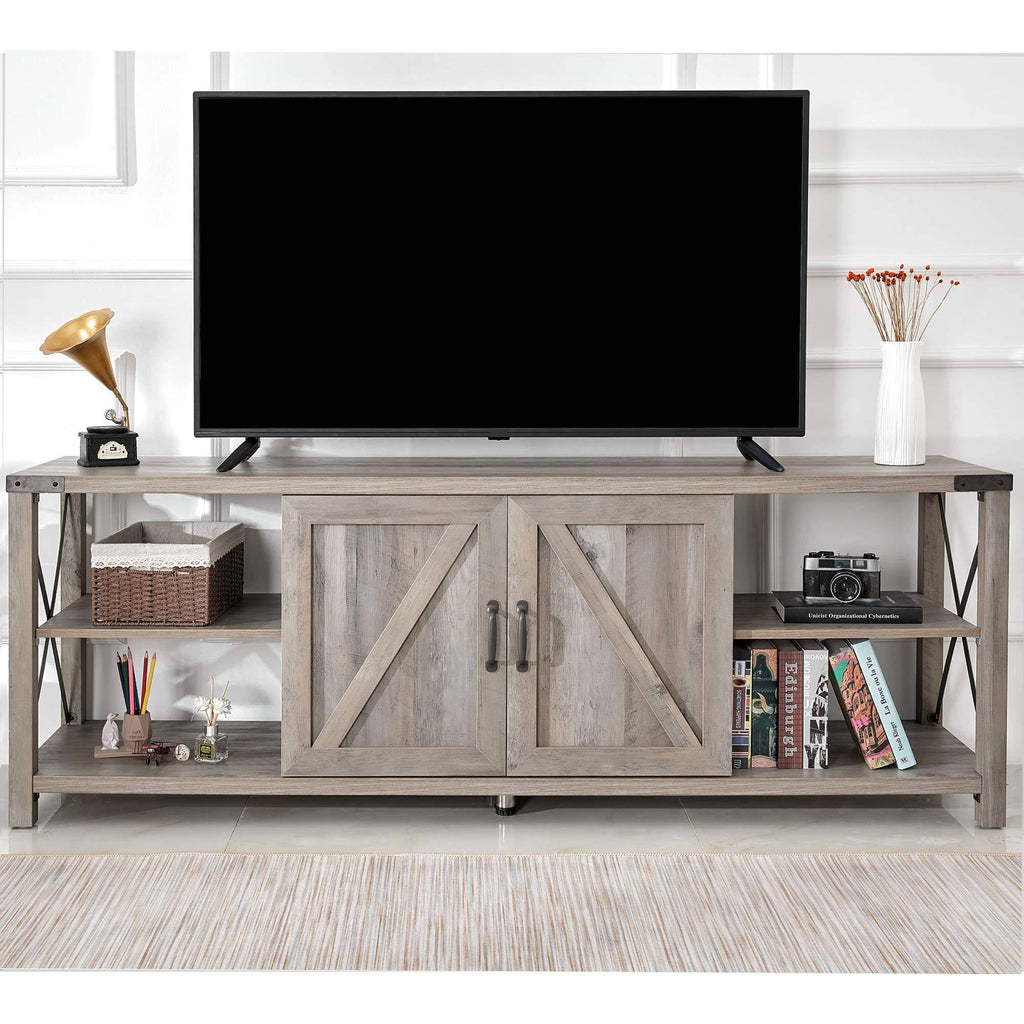 68x22 TV Stand Wood Metal TV Console with Storage Cabinets and Shelves G76706