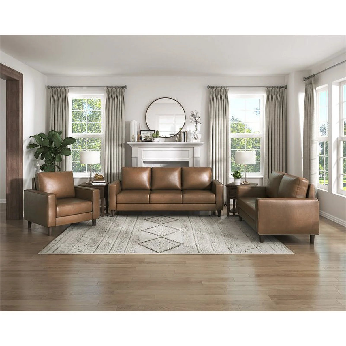 Brown Faux Leather 3 Seater Sofa H231