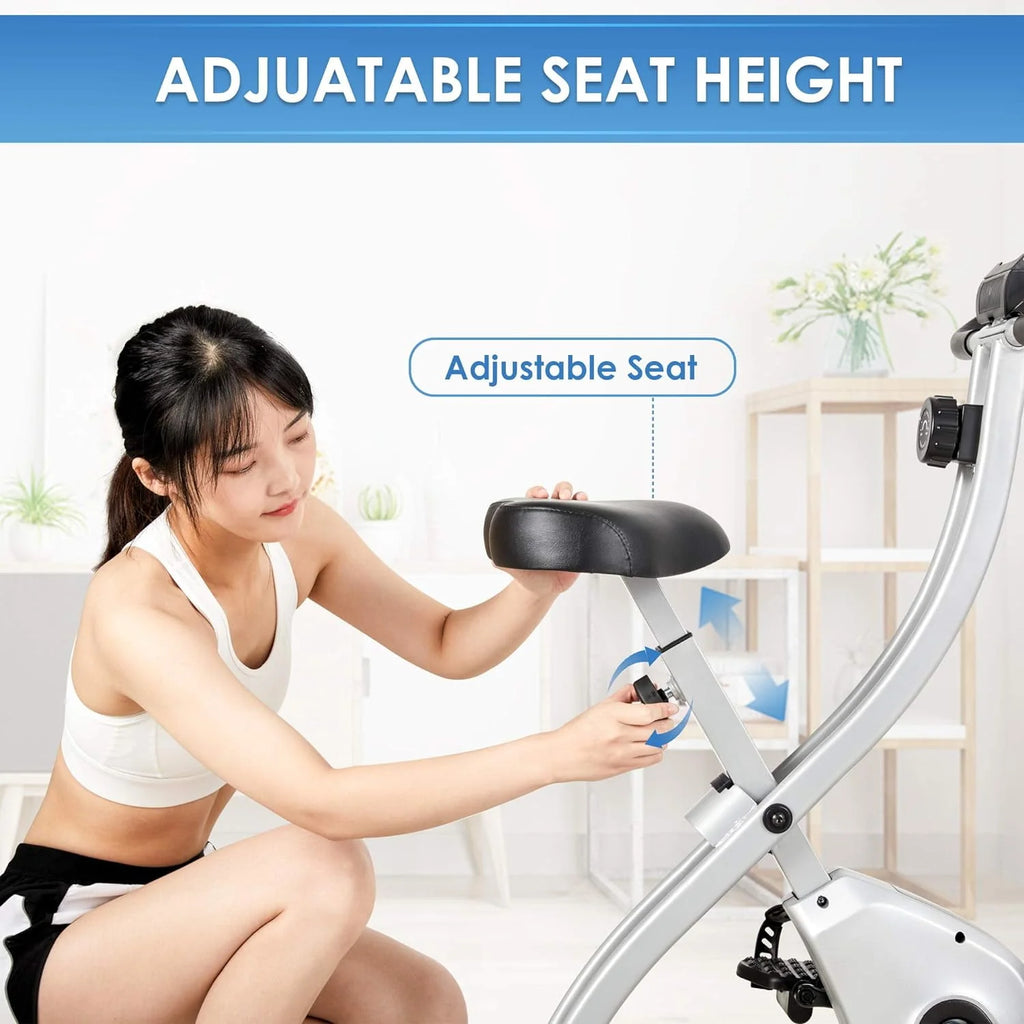 Folding Stationary Exercise Bike with LCD Monitor J674501