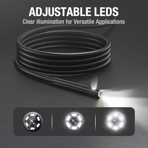 Dual Lens Borescope Camera with Light 1080P Waterproof Flexible Endoscope U626120