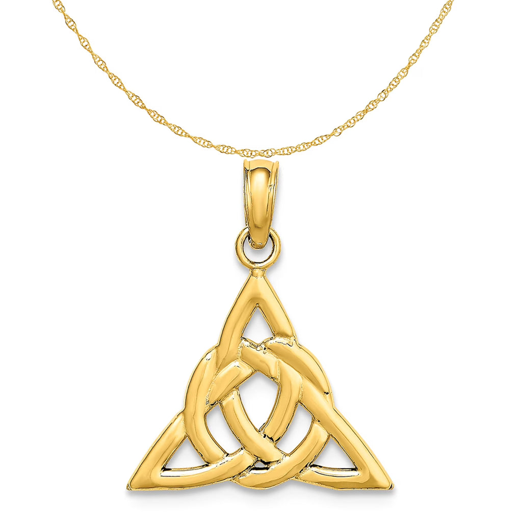 14K Yellow Gold Celtic Trinity Knot Pendant Charm with Rope Chain Necklace 18'' O84795