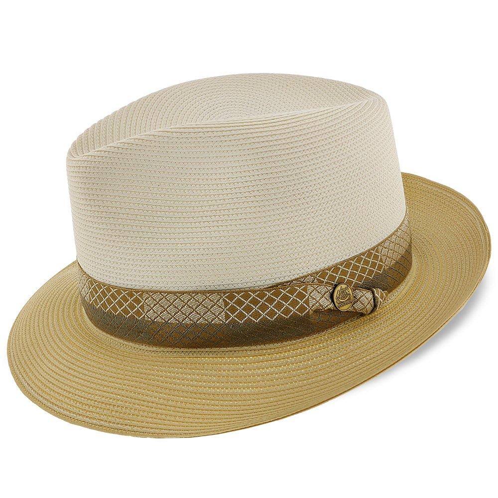 Ivory/Cognac Milan Straw Fedora Hat W20764