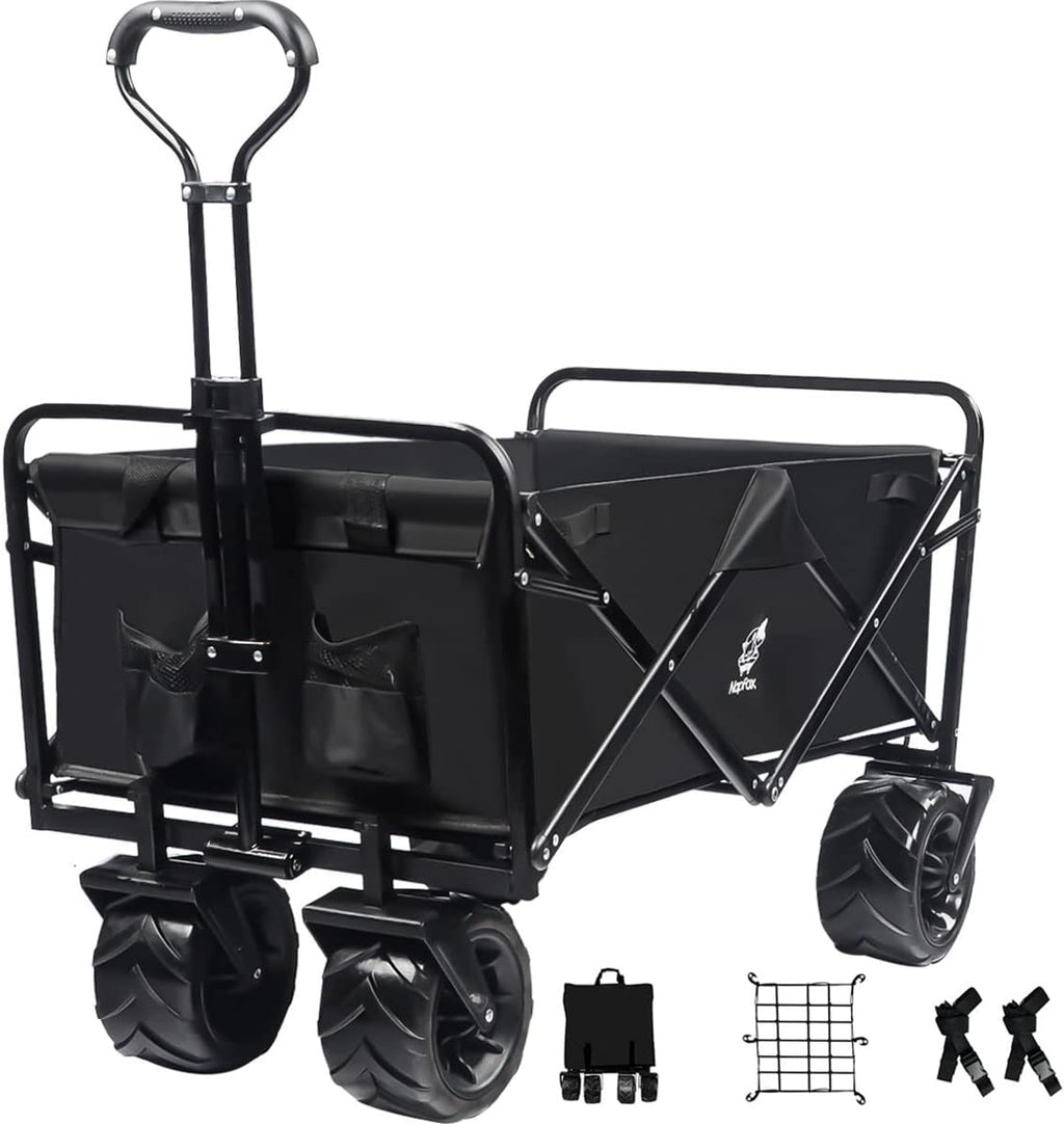 Black Heavy Duty Folding Utility Cart with Adjustable Handle Z61671