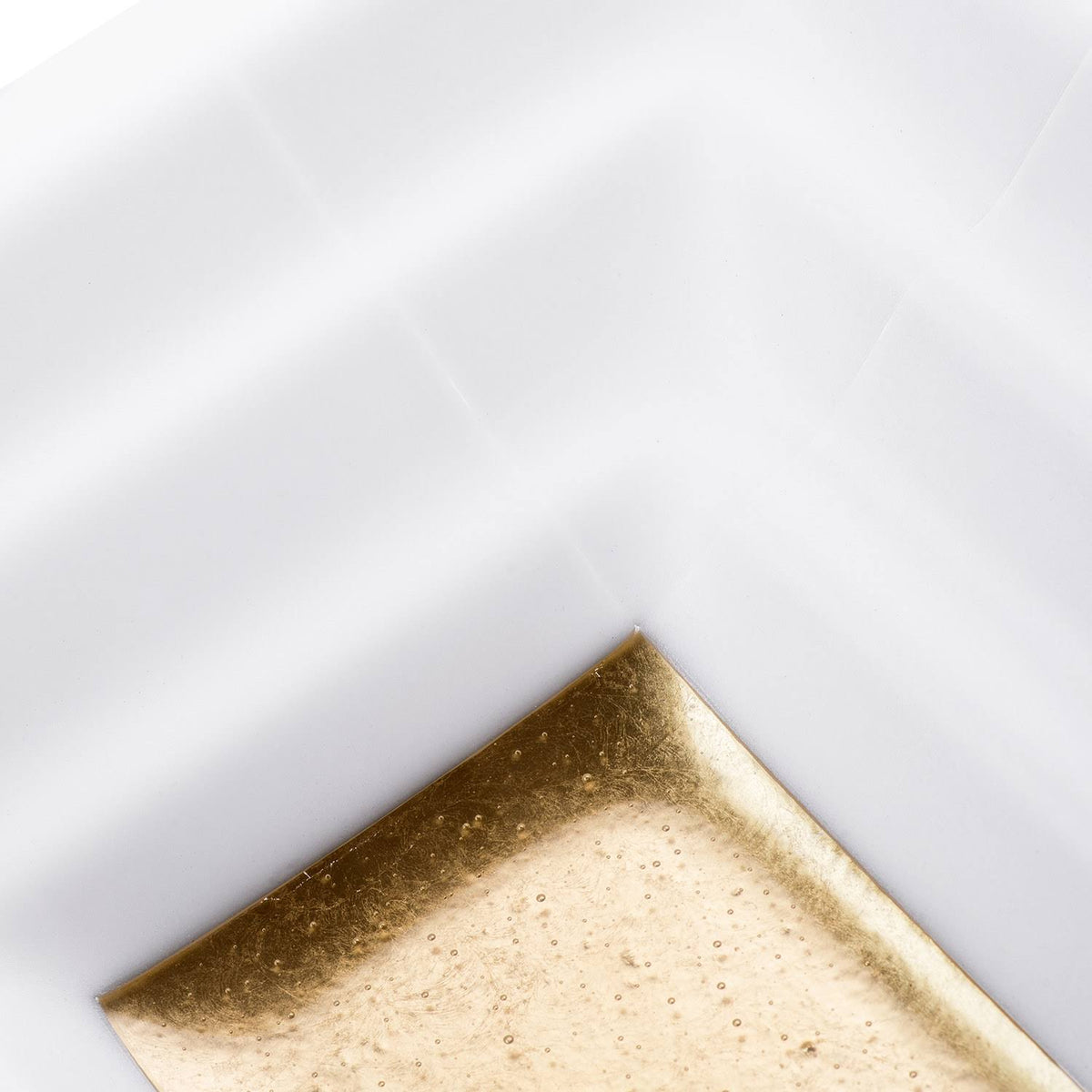 White Glass Rectangular Sink with Gold Accent K760